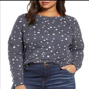 Caslon Gray and White Star Cozy Sweatshirt Size 2X